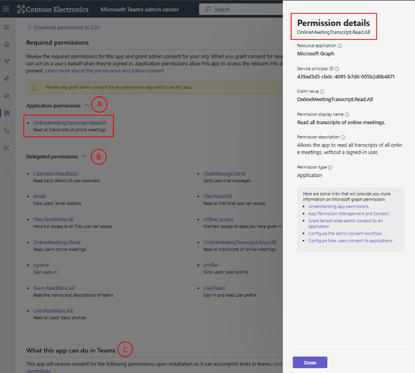 Understand the permissions of and the information accessed by Teams apps